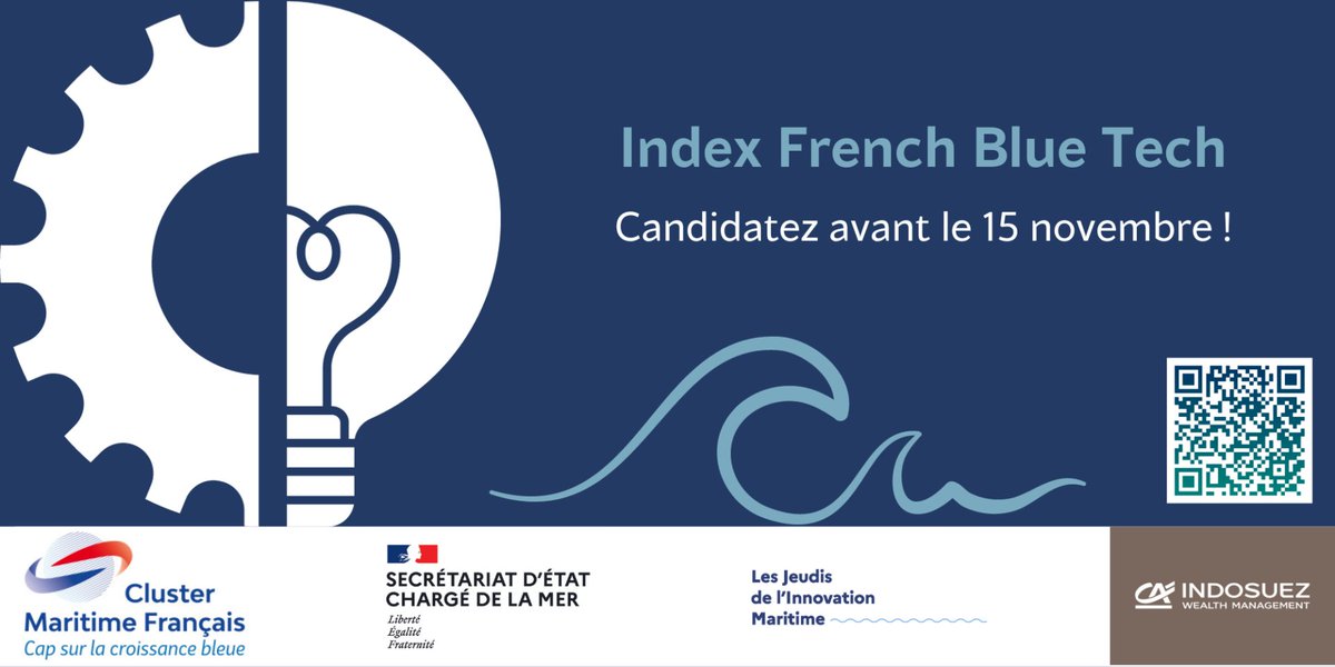 Normandie Maritime (@ndiemaritime) on Twitter photo Booster votre #startup #maritimesector avec l'Index French Blue Tech qui met en avant l'#Innovation et l'accompagnement des jeunes pousses. Un jury d'experts choisira les lauréats pour 1 an d'accompagnement. Jusqu'au 🗓️ 15/11/23 : vu.fr/xRie. <a href="/ClusterMaritime/">Cluster Maritime Français</a> Booster votre #startup #maritimesector avec l'Index French Blue Tech qui met en avant l'#Innovation et l'accompagnement des jeunes pousses. Un jury d'experts choisira les lauréats pour 1 an d'accompagnement. Jusqu'au 🗓️ 15/11/23 : vu.fr/xRie. <a href="/ClusterMaritime/">Cluster Maritime Français</a>