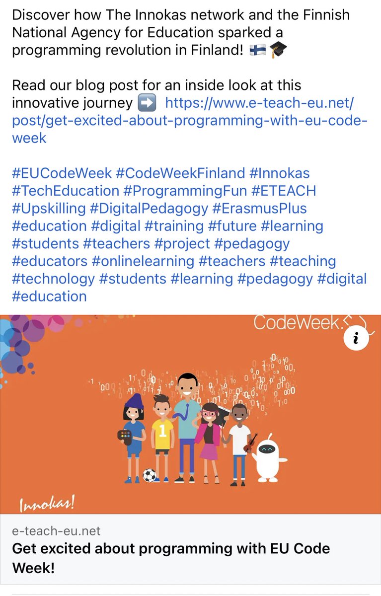 eteach_eu's tweet photo. 🚀 Dive into the Digital World with EU Code Week! 🌍💻

Discover how The Innokas network and the Finnish National Agency for Education sparked a programming revolution in Finland! 🇫🇮🎓

Read our blog post for an inside look at this innovative journey ➡️  https://t.co/dVWpMY3udu https://t.co/ABQyVSYnXf