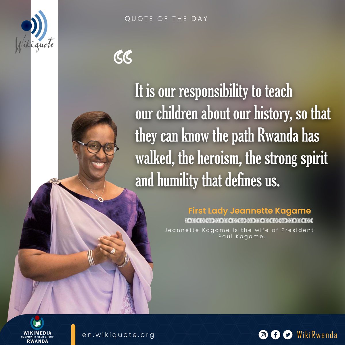 OSKRwanda's tweet photo. @FirstLadyRwanda  said “It is our responsibility to teach our children about our history, so that they can know the path Rwanda has walked, the heroism, the strong spirit and humility that defines us”

#SheSaidRw 
#Rwanda https://t.co/mMxZ4sle9c