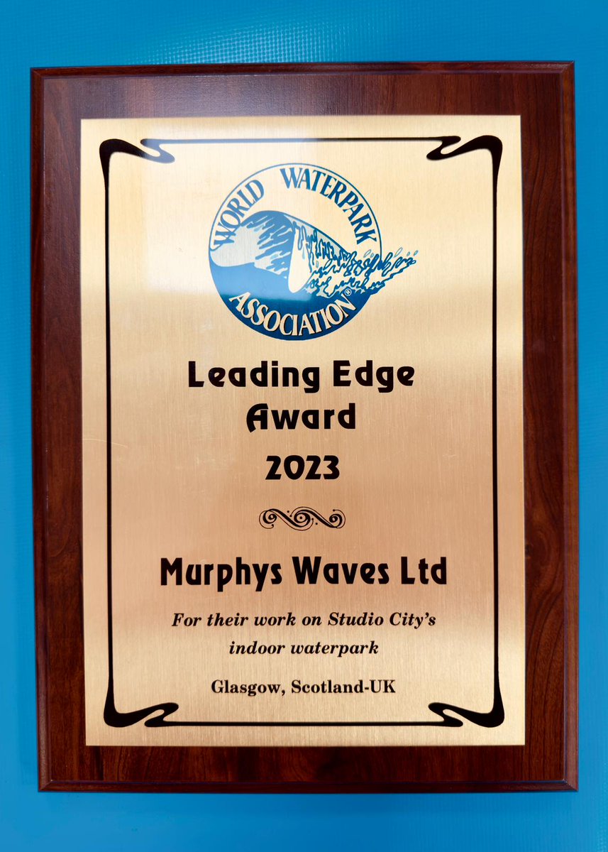 murphyswaves's tweet photo. We were delighted to pick up another prestigious Leading Edge Award at this year’s @WWA Trade Show. Awarded for our work on the brand new Studio City Water Park, the award means Murphys Waves has been awarded the Leading Edge Award for the 6th consecutive year! https://t.co/XErxEOtSIg