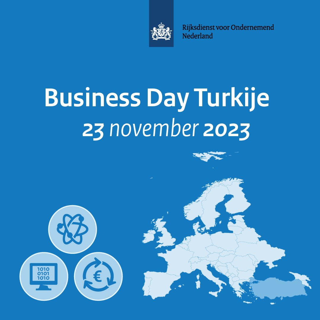 Turkije 🇹🇷 is een belangrijke productie- en innovatiehub, dichterbij Nederland dan veel andere productielanden. Ontdek waar de kansen liggen voor uw bedrijf tijdens de Business Day Turkije. 

Lees verder en meld je aan ➡️ rvo.nl/evenementen/sa…

<a href="/NLinTurkiye/">Netherlands in Türkiye 🇳🇱🇹🇷/ Amb Joep Wijnands</a>