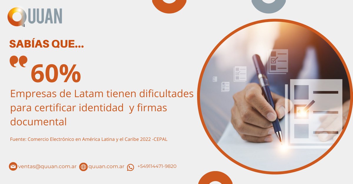 quuantechnology's tweet photo. ¿Sabías que el 60% de las empresas de Latam tienen dificultades para certificar identidad y firmas? Esto representa un riesgo para la #ciberseguridad. ¡QUUAN ofrece soluciones para abordar esta amenaza! Conoce  más en https://t.co/SMFK1CX8hy 
#validacióndeidentidad #QUUAN #KYC https://t.co/EXc0bMfuPy