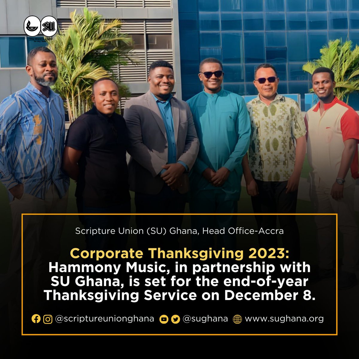 Save the date.
Corporate Thanksgiving: the end-of-year Thanksgiving Service is here with us again.

Keep praying with us and make it a point to be present.

Keep watching this space for more details.

Cc: <a href="/CalvisHammond/">Calvis Hammond</a>

#sughana
#corporatethanksgiving 
#thanksgiving