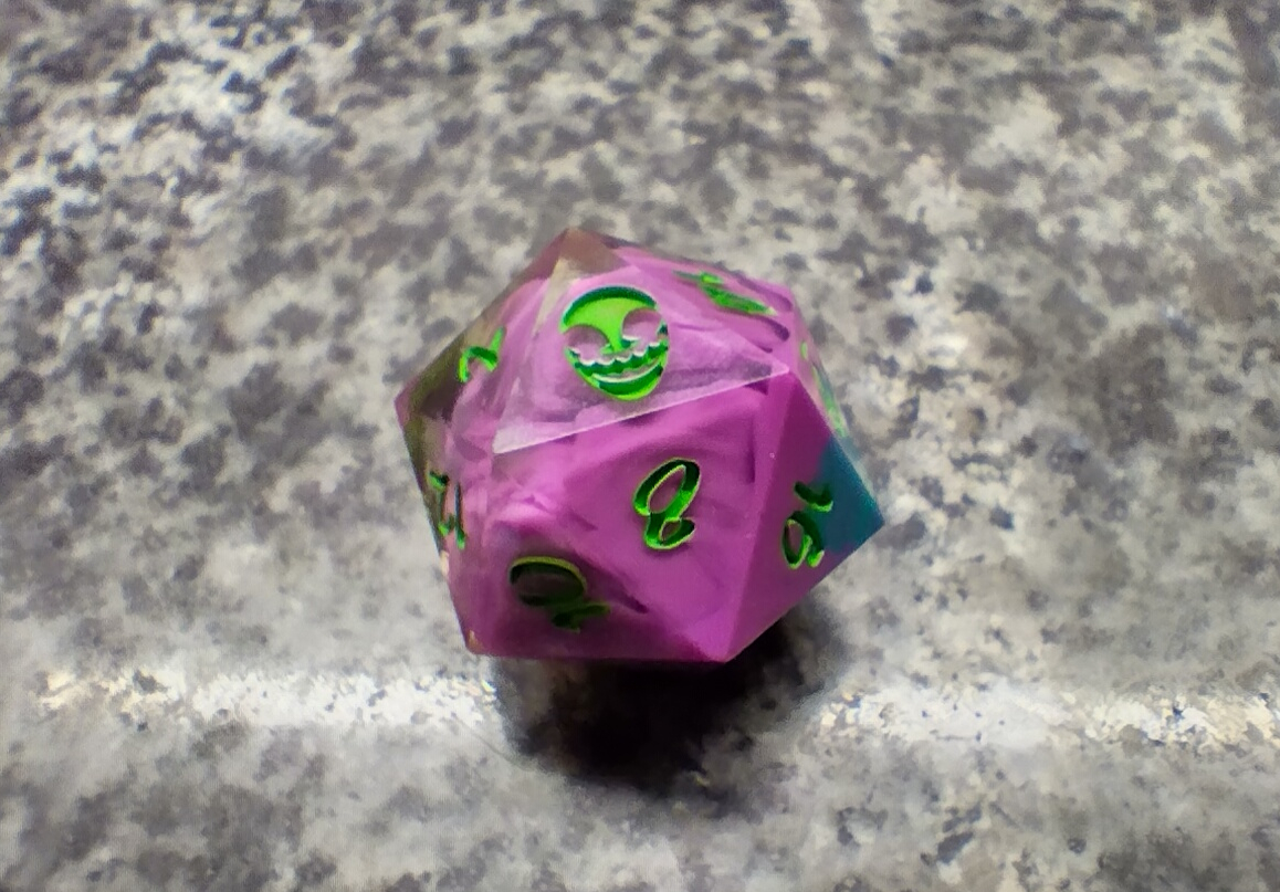 CorneliusPixelC's tweet photo. Feeding my personal addiction, I picked up a really cool handmade D20 from an equally cool vendor, https://t.co/iL5u31K2hE
Their dice designs are wicked sick, you should check them out. https://t.co/JT89GVeAkD