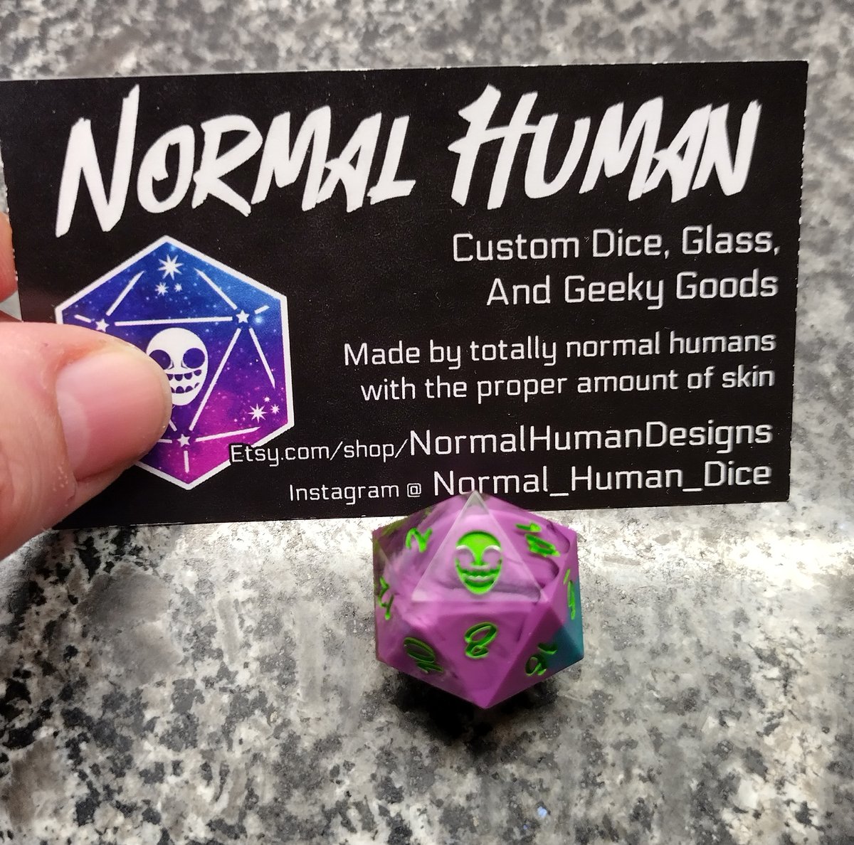 CorneliusPixelC's tweet photo. Feeding my personal addiction, I picked up a really cool handmade D20 from an equally cool vendor, https://t.co/iL5u31K2hE
Their dice designs are wicked sick, you should check them out. https://t.co/JT89GVeAkD