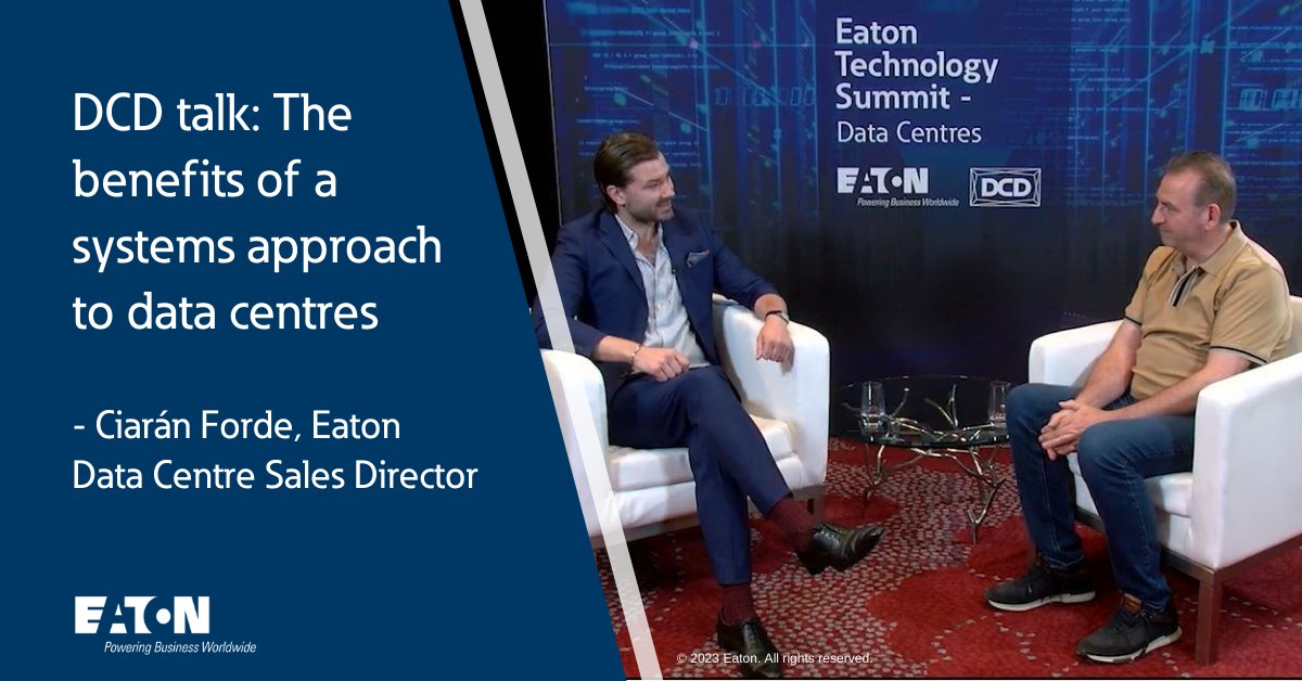 ETN_EMEA's tweet photo. Ciarán Forde discusses ‘The benefits of a systems approach to #DataCentres’ in this #DCDtalk. He defines the principles behind a systems approach and how it can help simplify the complexity of the power train and add value across the lifecycle. Listen now! https://t.co/rKicx5YpJh https://t.co/GuwkmxGijb