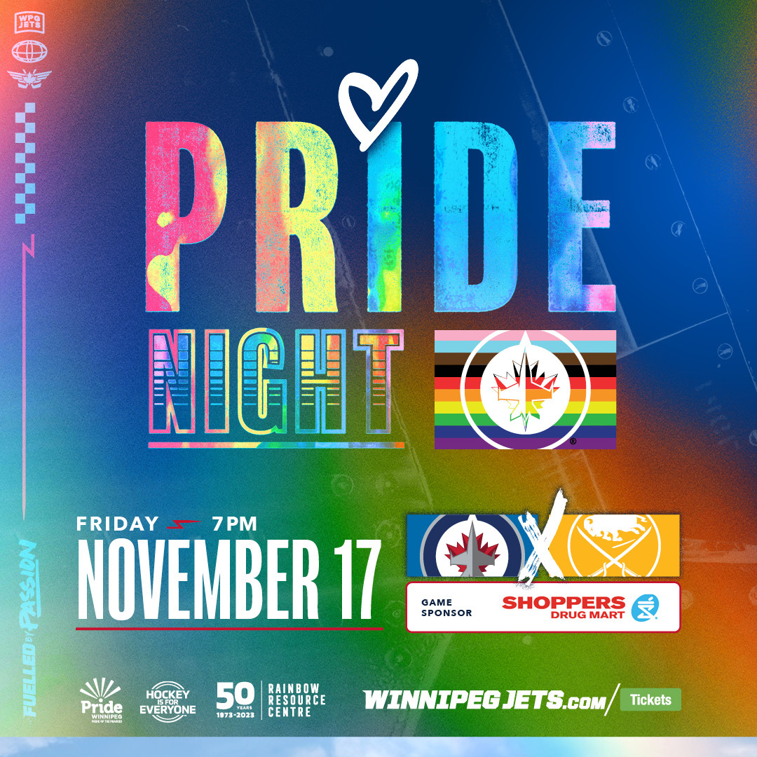 NHLJets's tweet photo. ❤️ 🧡 💛 💚 💙 💜 🤍 🩷 🩵 🤎 🖤

Our Pride Game on Nov. 17 celebrates authenticity and the love of hockey and promotes acceptance and respect within the game and in everyday life.

📰 https://t.co/mvSzzLK5vU https://t.co/d9W5xVYksw
