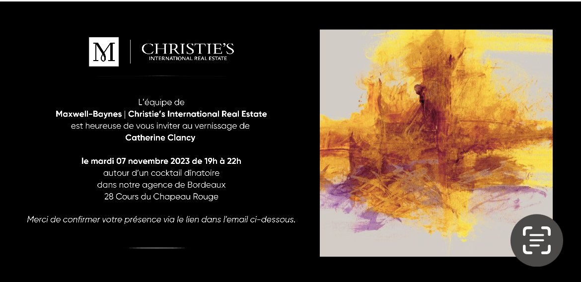 🇬🇧  You are all cordially invited to discover tomorrow my wife Catherine's exhibition at Christie's agency at 28 cours du Chapeau Rouge in Bordeaux.
We look forward to seeing you there!