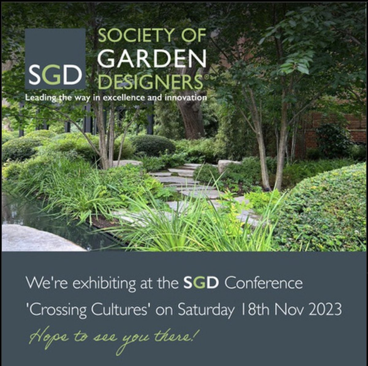 We are exhibiting @societyofgardendesigners conference!🪴

Come and have a chat and get some advice!
.
.
.
#sgdconference
#autumnconference 
#crossingcultures
#gardendesignconference
#londonconference
#culture
#globaldesign
#globalgardendesign 
#gardendesign 
#gardendesigners