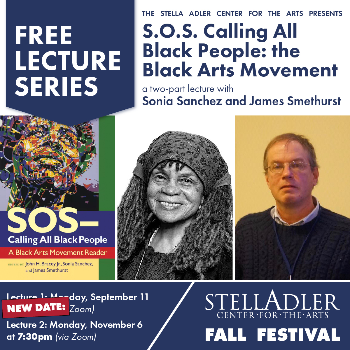 Please join us for tonight's event with Sonia Sanchez and James Smethurst, SOS: Calling All Black People - Black Arts Movement, Part 2. It's free because access to great artists, ideas and our vital history should be! 11/6 @ 7:30pm ET. Register @Zoom us02web.zoom.us/webinar/regist…
