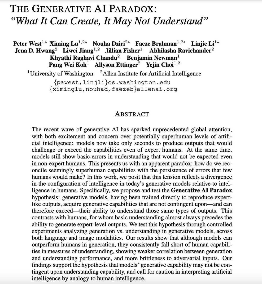 The closest paper I came across on this fundamental question:

arxiv.org/abs/2311.00059
by @PeterWestTM @GXiming @faeze_brh @nouhadziri @LINJIEFUN  and many more

(thanks for sending it my way @oscmansan)