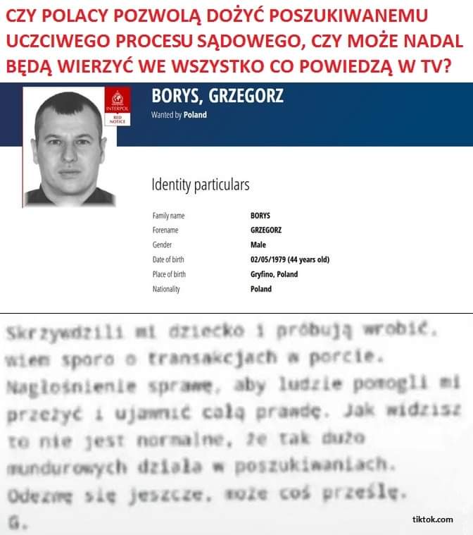 Rose73389488's tweet photo. CZY POLACY POZWOLĄ DOŻYĆ POSZUKIWANEMU UCZCIWEGO PROCESU SĄDOWEGO, CZY MOŻE NADAL BĘDĄ WIERZYĆ WE WSZYSTKO CO POWIEDZĄ W TV?

BORYS, GRZEGORZ 

 NIE POZWOLILI DOŻYĆ PROCESU  

PROKURATURA  TO WYJAŚNI 

CZY ZAMIOTĄ TO POD DYWAN 🤔 https://t.co/BFOCK5LujK