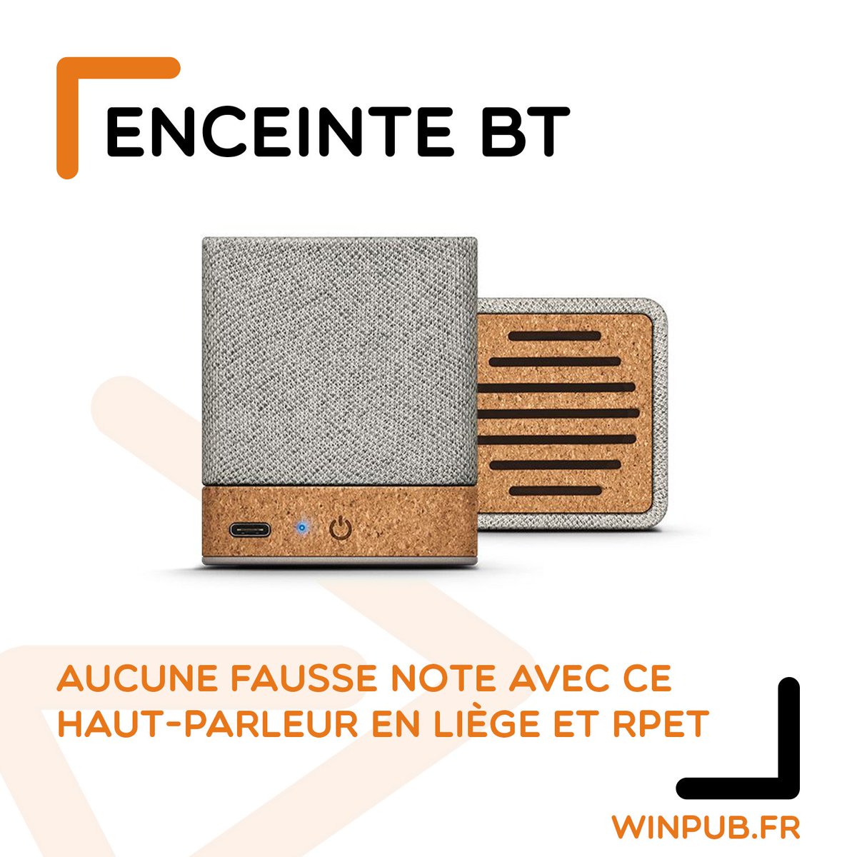 🎶 Aucune fausse note avec ce haut-parleur en liège et rPET.

🎨 Son design unique et sa qualité audio feront raisonner vos musiques avec un son toujours plus beau.

💻 Rendez-vous sur notre site icihttps://winpub.pulse.ly/bou4i36j5t