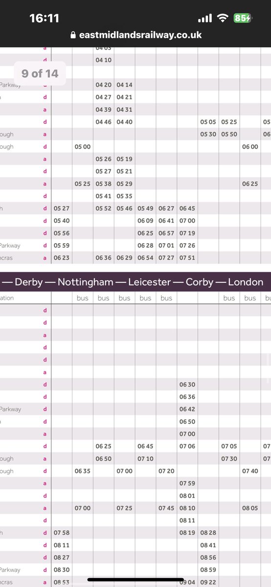 Fundamental1211's tweet photo. @EastMidRailway So there are no trains tomorrow or Wednesday from Kettering to London St Pancras or return either?  Shows as bus only https://t.co/ltENNlcyuX