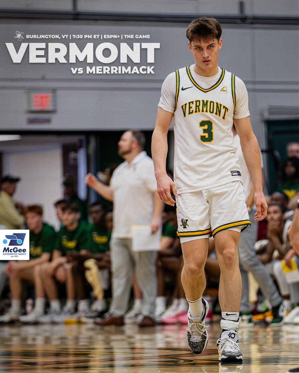 UVMmbb's tweet photo. 𝐆𝐚𝐦𝐞 𝟏 ⤵️

😼🆚 Merrimack
📍 Patrick Gym
🕰 7:30 PM
📺 ESPN+ | https://t.co/pMeC1hg9GT
💻 https://t.co/UhhixKPj39 (Int'l)
📻 The Game FM | https://t.co/yEAIMHt0Ox
📊 https://t.co/YFSzRCyDB2
🎟 https://t.co/XNb8Zq5UZy

#LetsRally https://t.co/N25X6gw3Ub