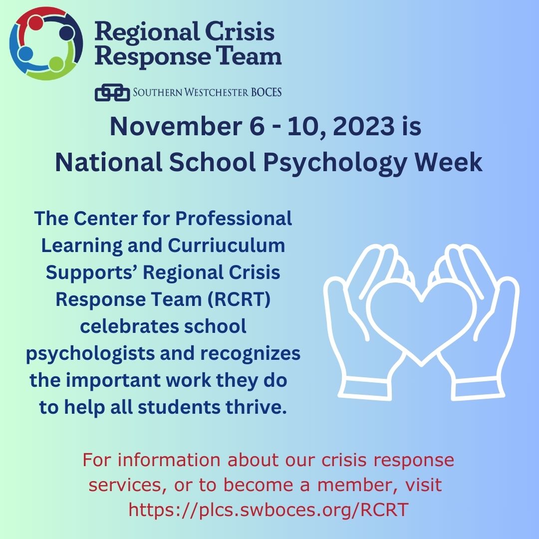 THANK YOU to the School Psychologists helping our schools create safe and positive school climates and improve school-wide assessment and accountability. #swbocesplcs #plcsrcrt  #MentalHealth #SchoolPsychologists #AcademicAchievement #DiverseLearners #SupportingStudents