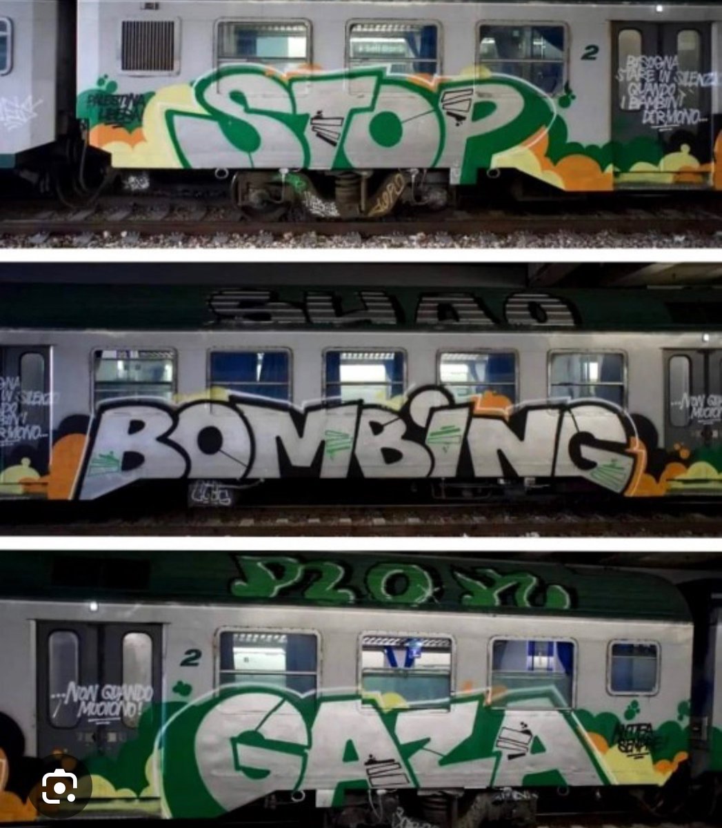 As a collective culture, the graffiti art movement on trains rarely participates in politics.  Current conflict in the Middle East is resulting in much higher numbers of political engagement particularly in Europe
Reposts from @paintedtrains
and internet