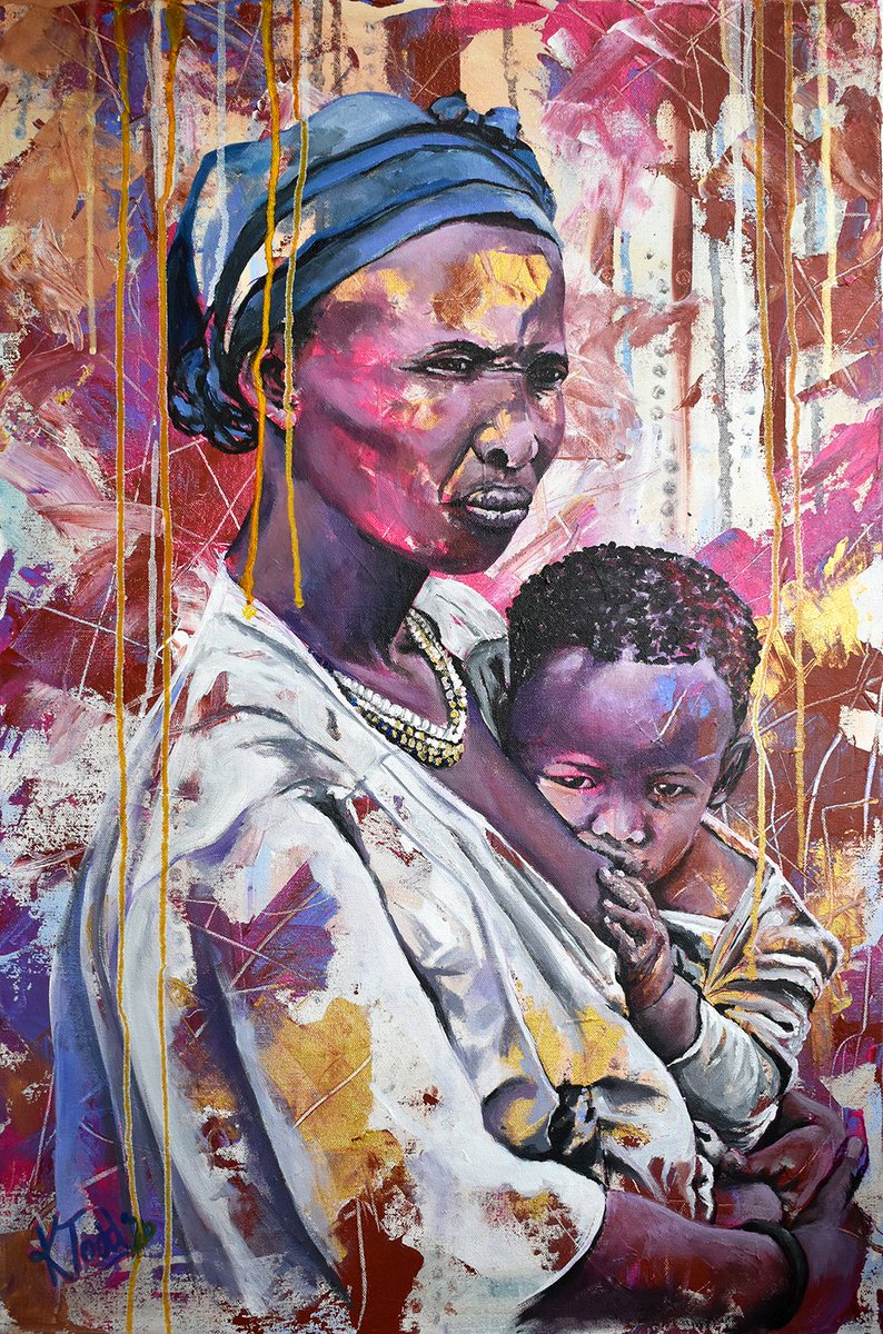 ART SHOWCASE: The Divine Feminine ( Unconditional Love ) 

This piece represents the unconditional love a mother has for her child, no matter what race or culture. 

#artoftheday #africanart #acrylicpainting #arttwitter #MondayMood #mondayvibes