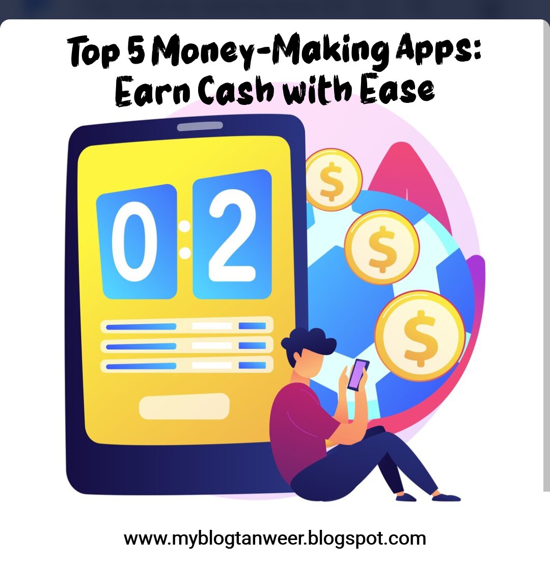Here are the top 5 money-making apps to earn cash easily
1. Swagbucks
2. InboxDollars
3. Foap
4. TaskRabbit
5. Uber
#MoneyMakingApps #EarnCash 
#EasyIncome
 #SideHustle 
#GigEconomy