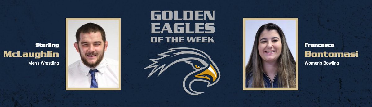 Our <a href="/CornerstoneU/">CornerstoneU</a> Golden Eagle Athletes of the Week! 

Sterling McLaughlin went 4-1 on the week and won the heavyweight class at the Messiah Invite! 

Francesca Bontomasi finished eighth individually at the first WHAC Jamboree of the 2023-24 season. 

#TogetherweSOAR