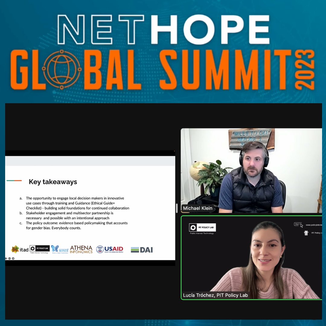 Our general manager <a href="/lulutro/">Lucía</a> and @ItadLtd UD Director <a href="/Klein711/">Mike Klein | .eth</a> delved into our case study on #EquitableAI! It was a great connection time with participants of the #NethopeSummit2023 to present the collaboration with @EducacionSEG and the final products of this wonderful project!