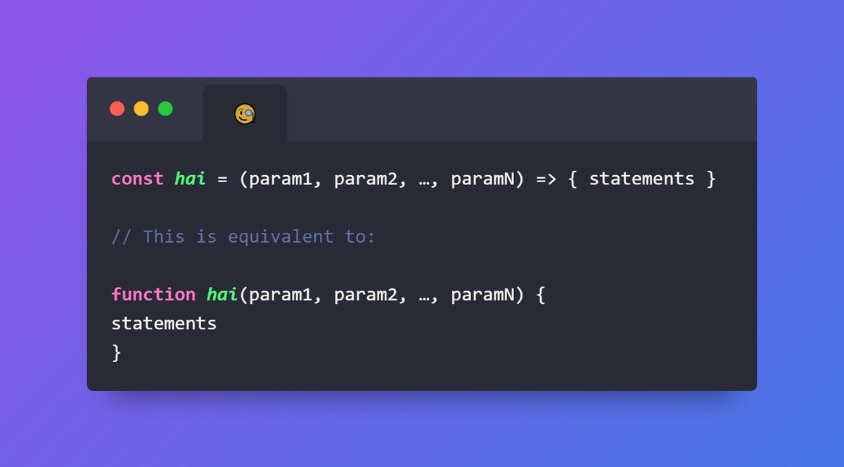 AkshaykKaushik's tweet image. Here&apos;s the basic syntax:

However, the difference lies in the &apos;this&apos; keyword usage.
#JavaScriptES6 #Node