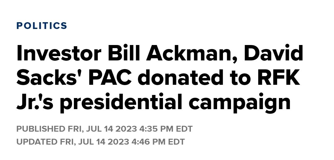 RFK is defending Bill Ackman because Bill was one of his donors. Why is RFK taking money from hedge fund managers? This guy is playing ppl.