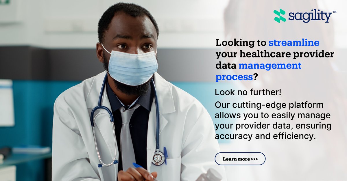 SagilityHealth's tweet photo. Sagility's Provider Data Management solution can help you save time, reduce errors, and improve the quality of care for your patients.
Learn more here: https://t.co/NjrQjyeDY5
#Sagility #WeAreSagility #SOARWithSagility #ProviderNetworkManagement https://t.co/6FR1s77C0d