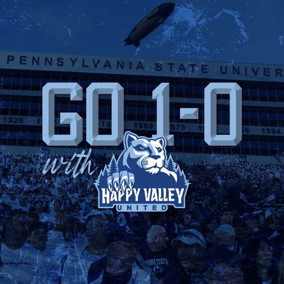 Every week, our goal is to go 1-0. Your support in Beaver Stadium gives us a huge advantage but we need support off the field too. Give to @happyvalleyutd and the 1-0 Campaign NOW to win two tickets to our game against Michigan! Give Now - givebutter.com/QdPqBC