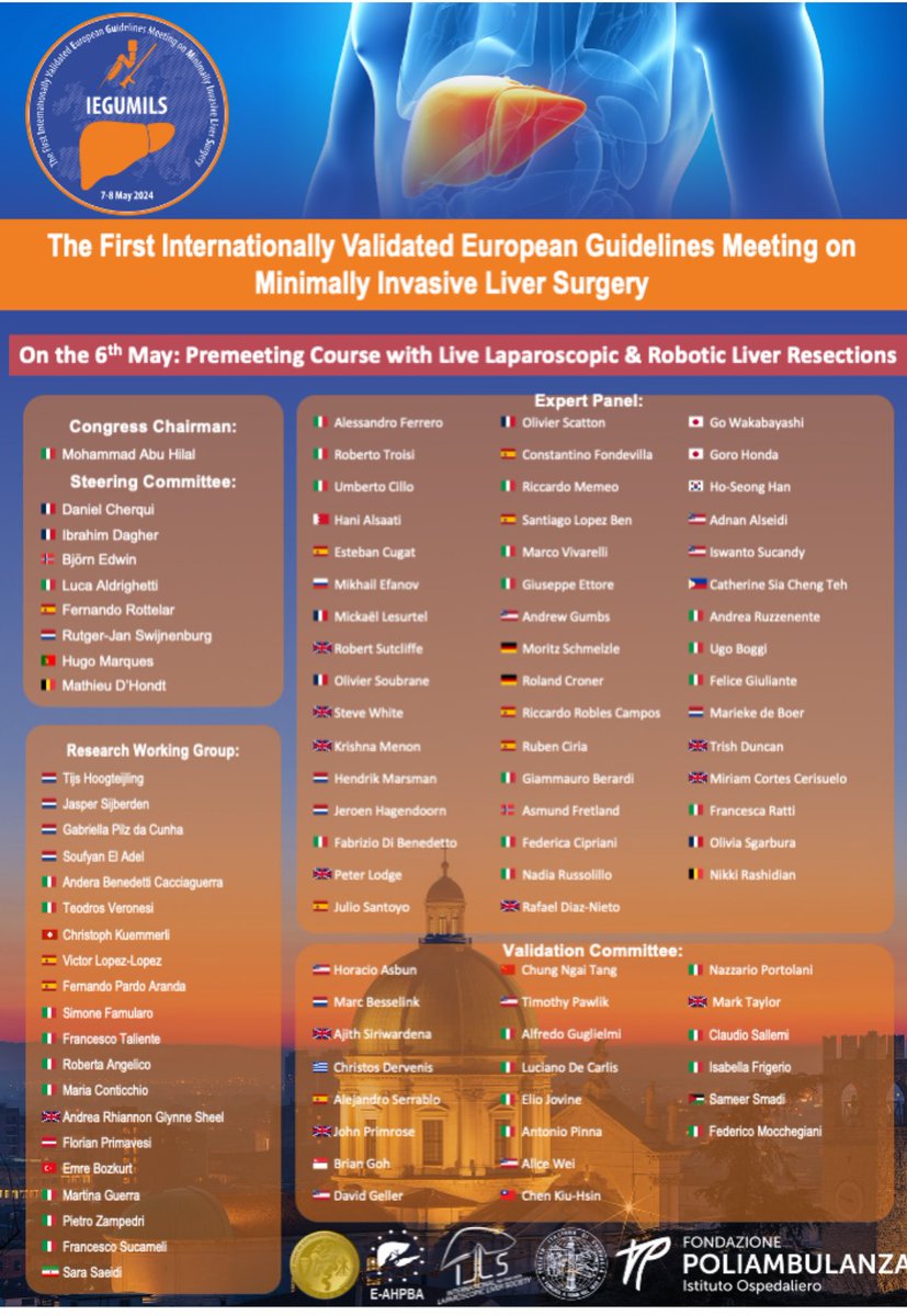 ILLS (@ills_lapliver) on Twitter photo 🗓️ mark it on your calendar ✅
🌸 May 7-8, 2024
⭐️ European guidelines on minimally invasive liver surgery
🤩 pre-conference live surgery!!!
📻 stay tuned
<a href="/Abuhilal9Abu/">Mohamed Abu Hilal</a> <a href="/IHPBA/">IHPBA</a> <a href="/Aicep4/">AICEP</a> <a href="/EAHPBA/">E-AHPBA</a> <a href="/EAES_eu/">EAES</a> <a href="/hpb_so/">SoMe4HPB</a> <a href="/Giammatwit/">Giammauro Berardi</a> @rubenciria <a href="/LopezBenS/">santi lopez ben</a> <a href="/HondtMathieu/">Mathieu D’Hondt MD, PhD</a> <a href="/AAFretland/">Åsmund A. Fretland</a> 🗓️ mark it on your calendar ✅
🌸 May 7-8, 2024
⭐️ European guidelines on minimally invasive liver surgery
🤩 pre-conference live surgery!!!
📻 stay tuned
<a href="/Abuhilal9Abu/">Mohamed Abu Hilal</a> <a href="/IHPBA/">IHPBA</a> <a href="/Aicep4/">AICEP</a> <a href="/EAHPBA/">E-AHPBA</a> <a href="/EAES_eu/">EAES</a> <a href="/hpb_so/">SoMe4HPB</a> <a href="/Giammatwit/">Giammauro Berardi</a> @rubenciria <a href="/LopezBenS/">santi lopez ben</a> <a href="/HondtMathieu/">Mathieu D’Hondt MD, PhD</a> <a href="/AAFretland/">Åsmund A. Fretland</a>