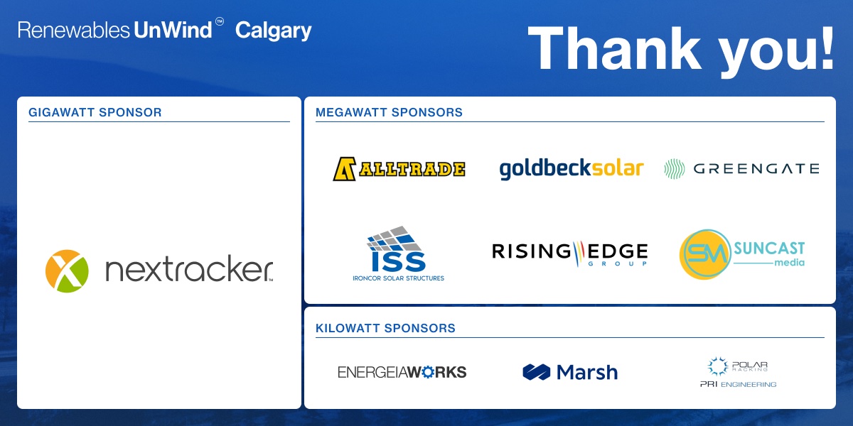 RenewUnWind's tweet photo. Thanks for UnWinding with us!

A special Thank You to our partners @NEXTracker
 joined by Alltrade Contractors, 
@GoldbeckSolar, @PowerGreengate, Ironcor Solar Structures, RisingEdgeGroup, @mysuncast , @MarshGlobal, @PRIEngineering, and @EnergeiaWorks https://t.co/6P6Y87SVi2