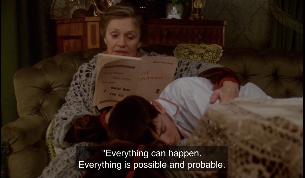 영화 구문 중 기억에 남는 건“화니와 알렉산더”의 마지막 단락. ‘모든 일이 일어날 수 있다. 모든 것이 가능하고 개연성이 있다. 시간과 공간은...