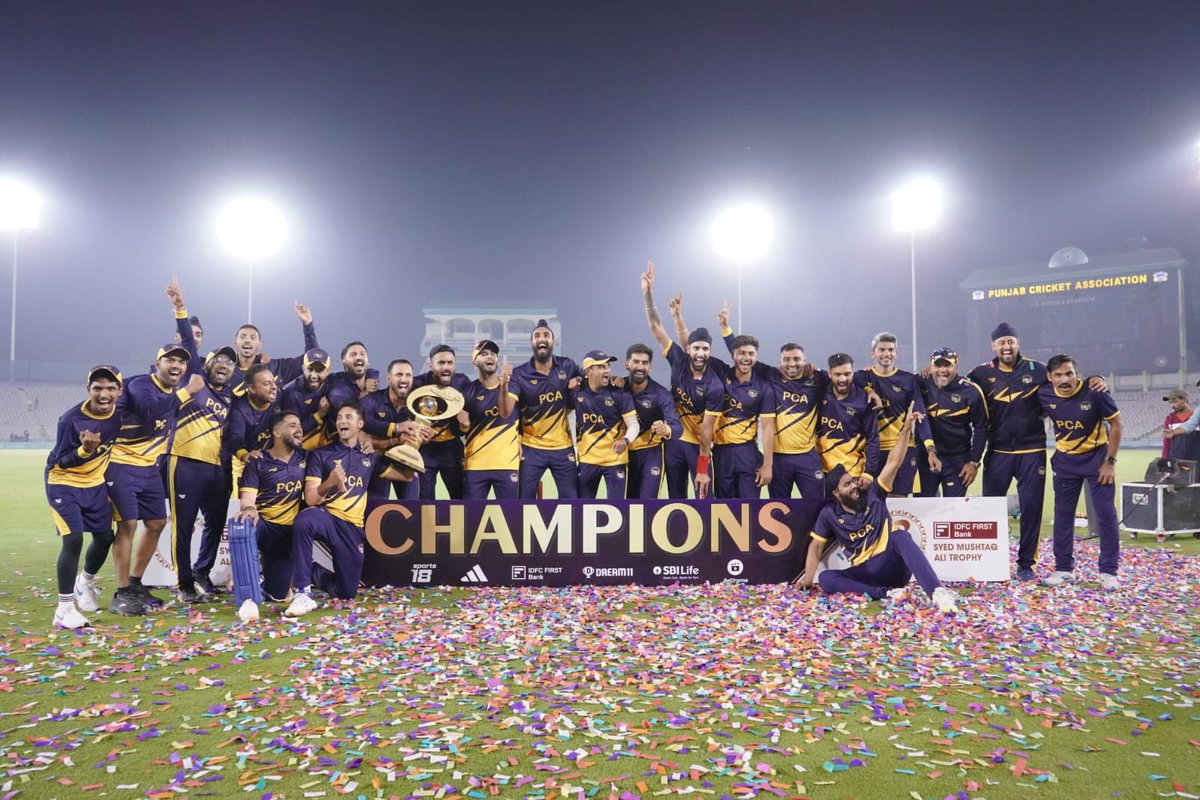 Heartiest Congratulations to Punjab for winning their maiden #SyedMushtaqAliTrophy. They have come close on four occasions but faltered at the final hurdle. Punjab’s victory is a testament to their belief, hard work and tenacity. Credit to Baroda for the kind of fight they put up…