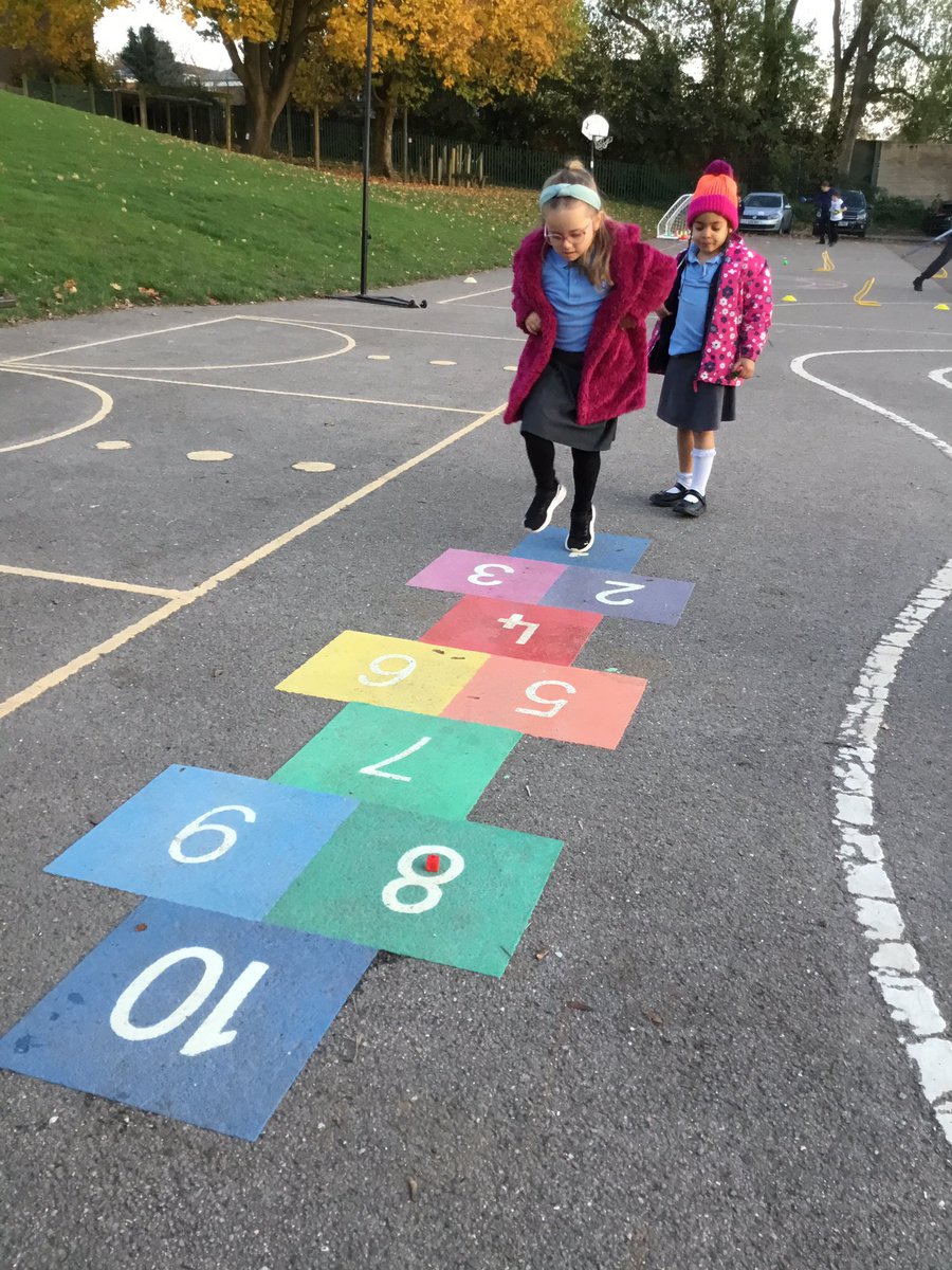 Lucky Dip club enjoying hopscotch in the late evening sunshine today. Lots of fun and great counting! 
#hopscotch  #traditionalgames