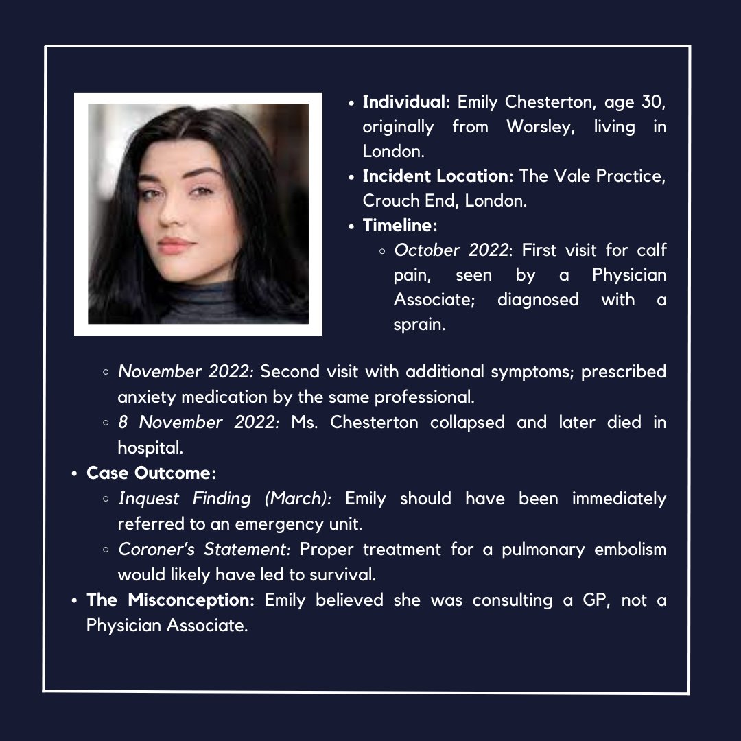 📢 A tragic mix-up with grave consequences: Emily Chesterton's case underlines the urgent need for clarity on the role of Physician Associates in patient care. More oversight is needed, let's ensure everyone knows who's treating them.   

#physicianassociate #meded #medicalethics