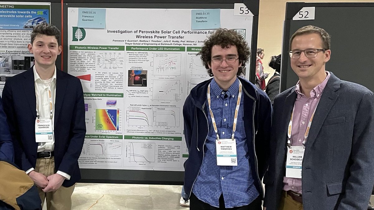 Dartmouth Engineering (@thayerschool) on Twitter photo Matthew Timofeev '25 and Vann Guarnieri '21 Th'22 are first authors on an article in <a href="/aplenergy/">APL Energy</a> presenting a method for powering electronic devices with a beam of light, eliminating the need for wires or batteries. bit.ly/3SluH4B Matthew Timofeev '25 and Vann Guarnieri '21 Th'22 are first authors on an article in <a href="/aplenergy/">APL Energy</a> presenting a method for powering electronic devices with a beam of light, eliminating the need for wires or batteries. bit.ly/3SluH4B