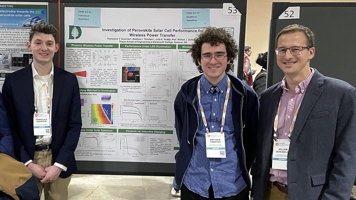 Matthew Timofeev '25 and Vann Guarnieri '21 Th'22 are first authors on an article in @aplenergy presenting a method for powering electronic devices with a beam of light, eliminating the need for wires or batteries. bit.ly/3SluH4B