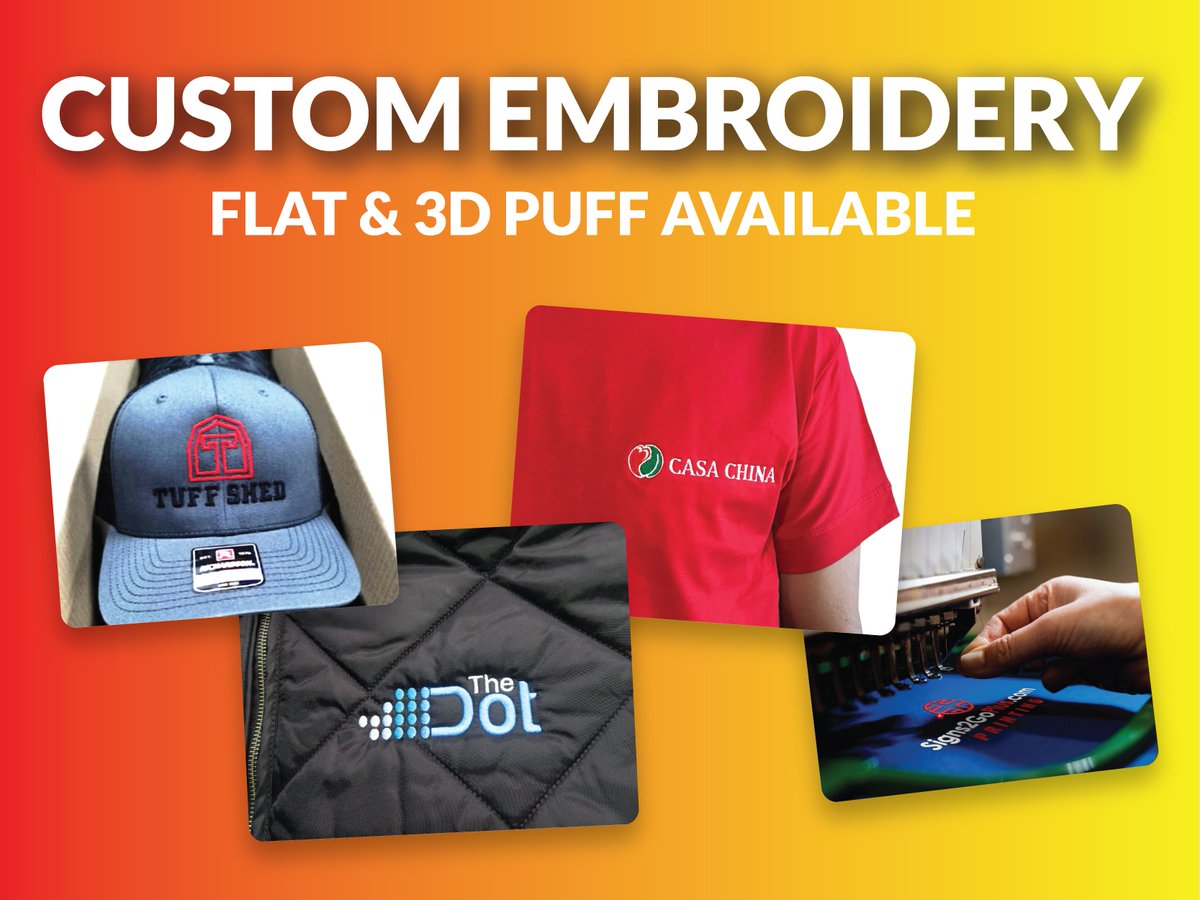 CUSTOM EMBROIDERY ⚡👏🏻
Flat & 3D Puff Available

Call us for a free Quote: (562) 658-5623, (562) 513-0646 (cell)

#Signs2goPlus #SignsCompany #Signs #custom #embroidery #embroidered #embroiderydesign #freequote