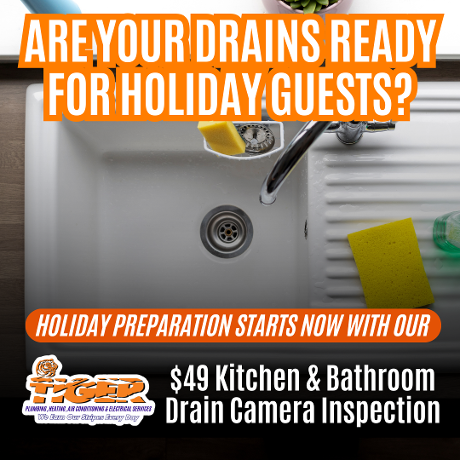 Trust_Tiger's tweet photo. Get a pre-holiday drain check for $49! Our experts use a camera to ensure smooth kitchen &amp; bathroom drains, preventing costly surprises. Book now at (877) 844-3701 or online: https://t.co/doUbgl0sae. https://t.co/eCi2MNlRHo