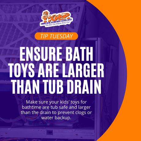 Trust_Tiger's tweet photo. ✅ Tip Tuesday! ✅ Small toys can block drains, causing backups. Opt for larger toys. Trust Tiger for HVAC, plumbing, or electrical needs! Call (877) 844-3701 or book online: https://t.co/doUbgl0sae https://t.co/Ogqv4f3F2F