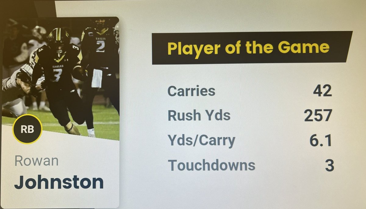 TrumbullFB's tweet photo. Trumbull High RB Rowan Johnston Week 8 Highlights vs Staples High. 🔥🇺🇸👀🦅

@rowanfjohnston @gametimect @rudenreport @ciacsports @DevellisJustin @SPBowley @EricsonSports @PetePaguaga @Courant_Sports 
#cthsfb #RoJo3 https://t.co/WxPORVo6cl