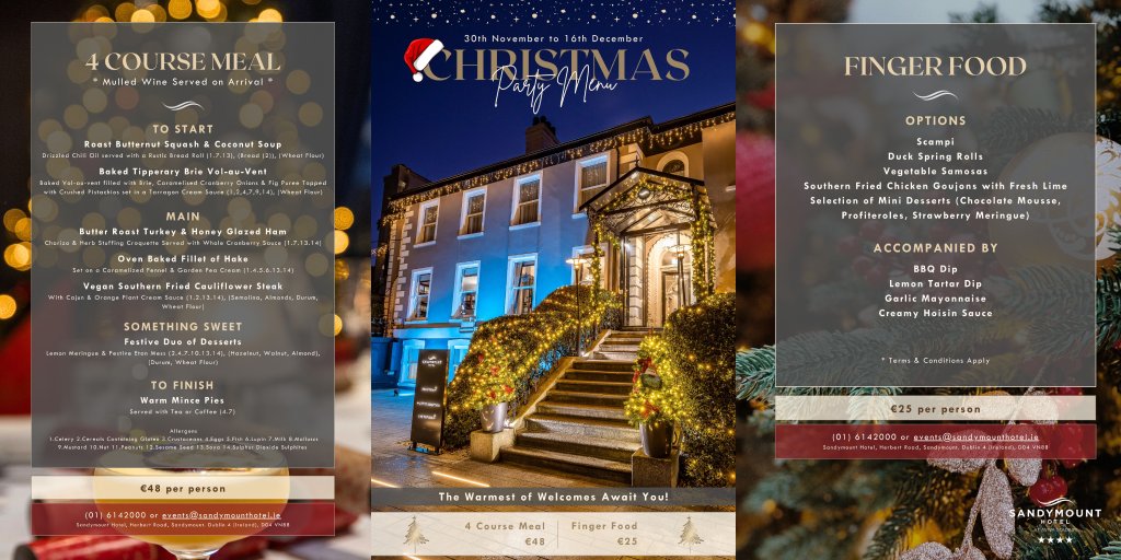 SandymountHotel's tweet photo. Uh Oh did you forget to book your Christmas get together? 
Don't worry we have a few spaces left for our #Christmasparty events! Get in touch today to secure your slot
https://t.co/h0BjneqaqB https://t.co/7ZjpQRjr5v