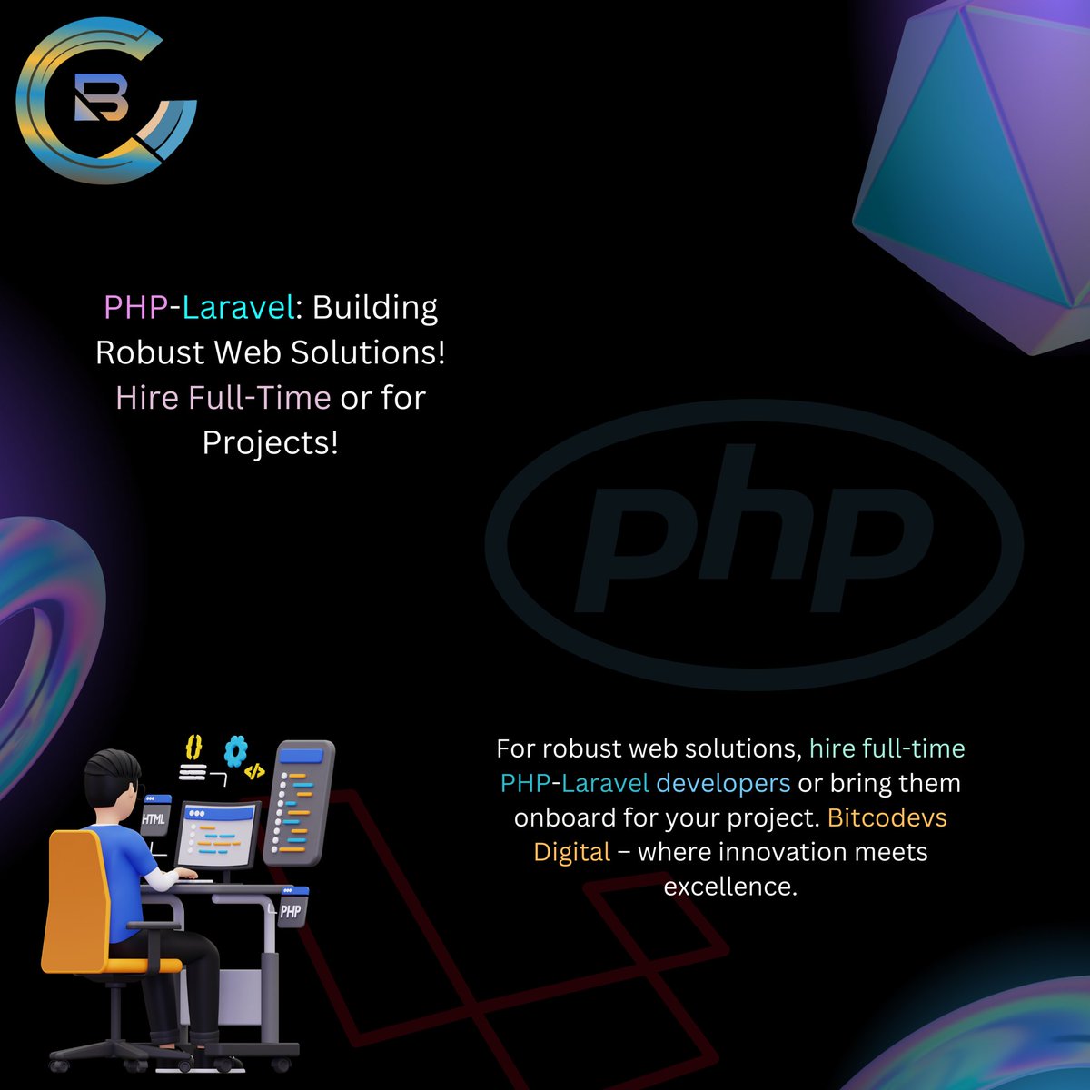 bitcodevs's tweet image. Ready to build robust web solutions? Our PHP-Laravel developers are available for full-time hire or projects. Join us now! 💼 #PHPLaravel #HireDevelopers #BitcodevsDigital