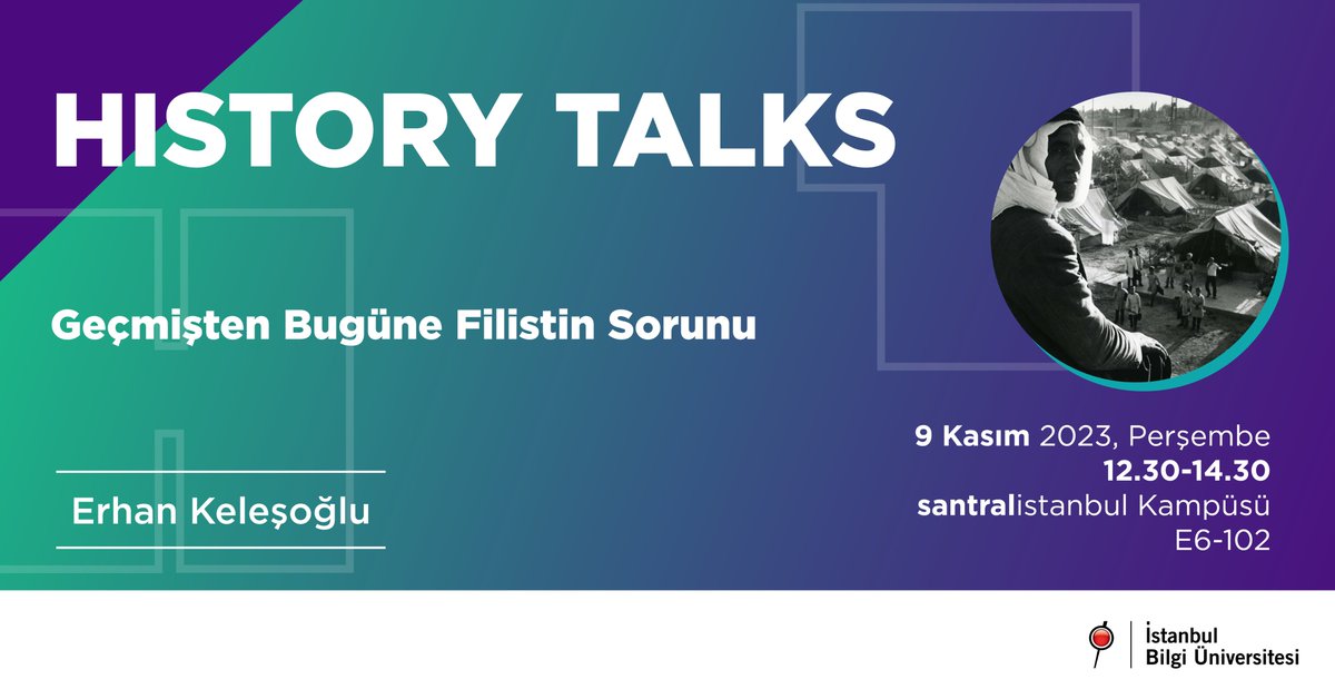 BiLGiOfficial's tweet image. BİLGİ Sosyal ve Beşeri Bilimler Fakültesi Tarih Bölümü tarafından düzenlenen #HistoryTalks serisi devam ediyor. Erhan Keleşoğlu sunumunda, &quot;Geçmişten Bugüne Filistin Sorunu&quot; konusunu ele alacak 👉🏻 t.ly/gpq6w