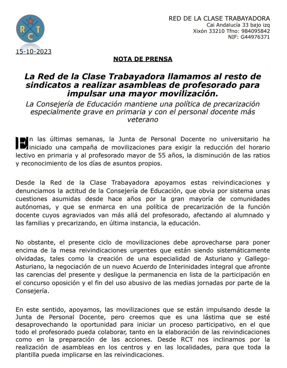 RCTEducacion's tweet photo. ✅Por la reducción de la jornada lectiva en primaria y al profesorado mayor de 55 años

✅Por la atención de todas las reivindicaciones urgentes del profesorado
 
❌Denunciamos la actitud de la Consejería de Educación

✅Apostamos por un proceso de movilización participativo https://t.co/DrHCO0ij6F