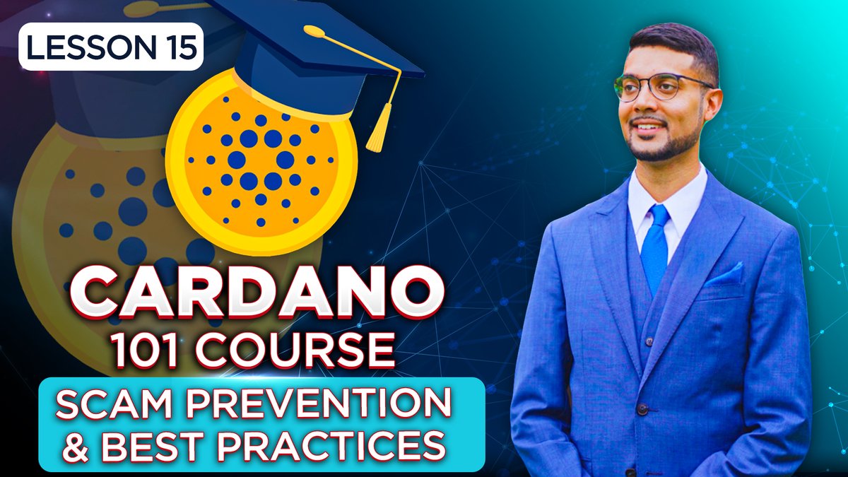 KaizenCrypto's tweet photo. Lesson 15 of the #Cardano 101 Course is out now! 
  
The crypto industry is a new frontier. We'll discuss crypto scam prevention & best practices $ADA ⚡️ 

SUBSCRIBE on Youtube, new video lessons every Monday!
Please be sure to LIKE and SHARE ✅

Cardano 101 Course | Lesson 15: Crypto Scam Prevention & Best Practices
-> https://t.co/UZ6rraEr29