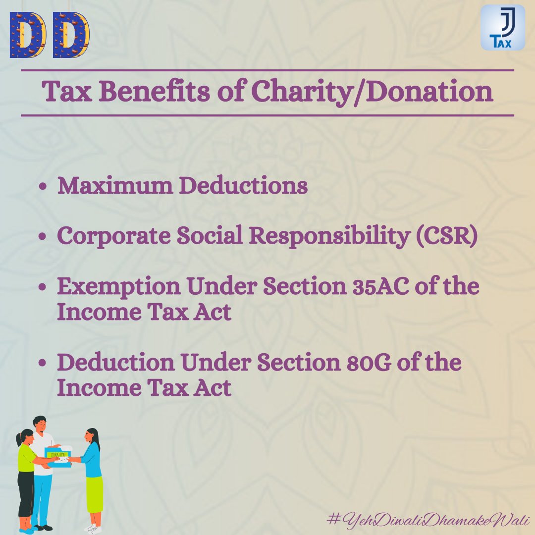 Navigating Tax Benefits on Charitable Donations 🌟💰

#YehDiwaliDhamakeWali
#JJTAX #taxtip #diwali #diwalidhamaka #TheYearofJJTax #jjtaxapp #jjtax #updates #taxes #download #taxtips #taxbenefits #feelfree #stressfreefiling