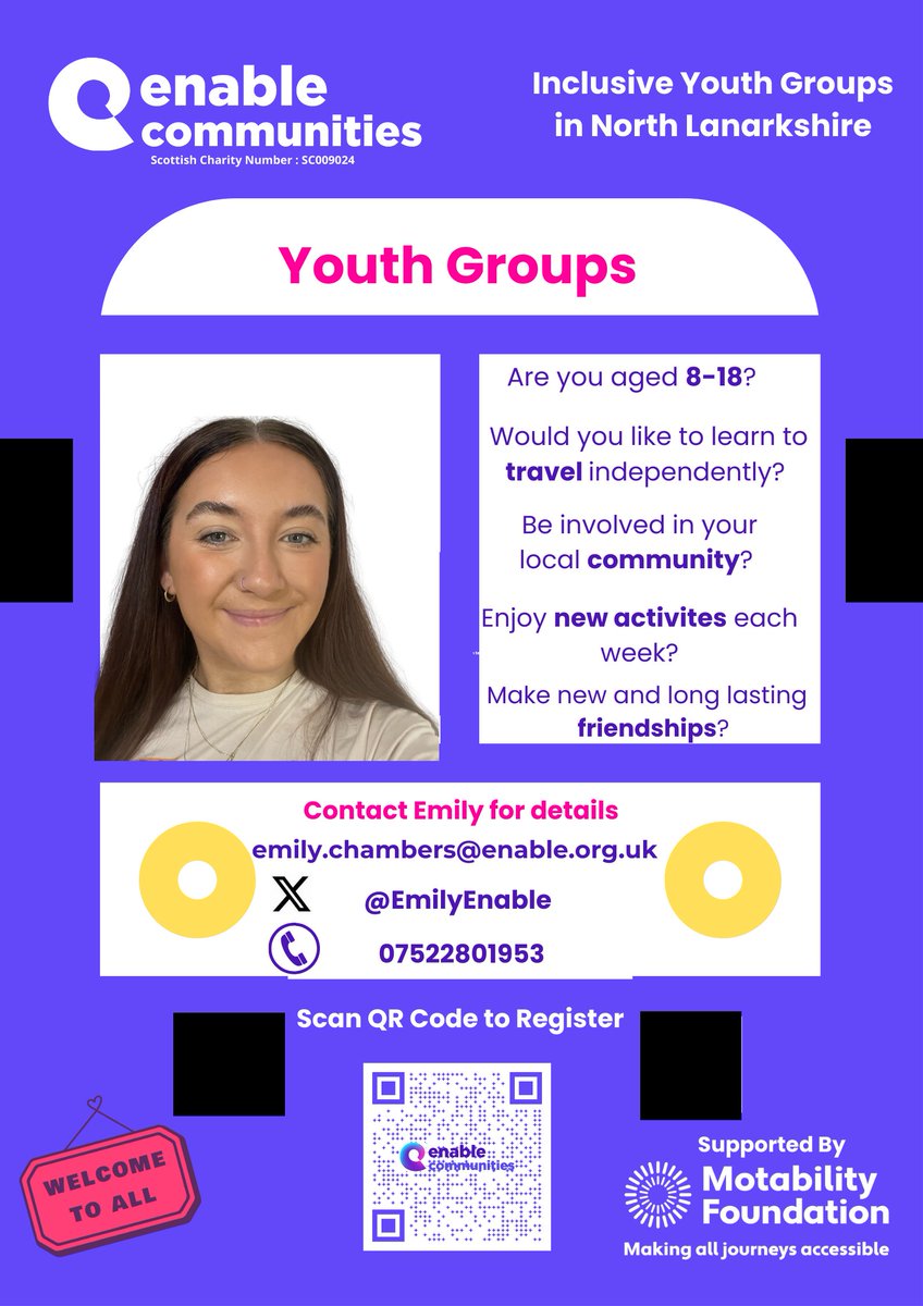 What a better time to start our new North Lanarkshire youth groups supported by @Motability  than in #NationalYouthWorkWeek2023. They begin at Coatbridge Community Centre this Wednesday! want to join us? Register here: forms.office.com/pages/response…   #YWW23 #InvestInYouthWork