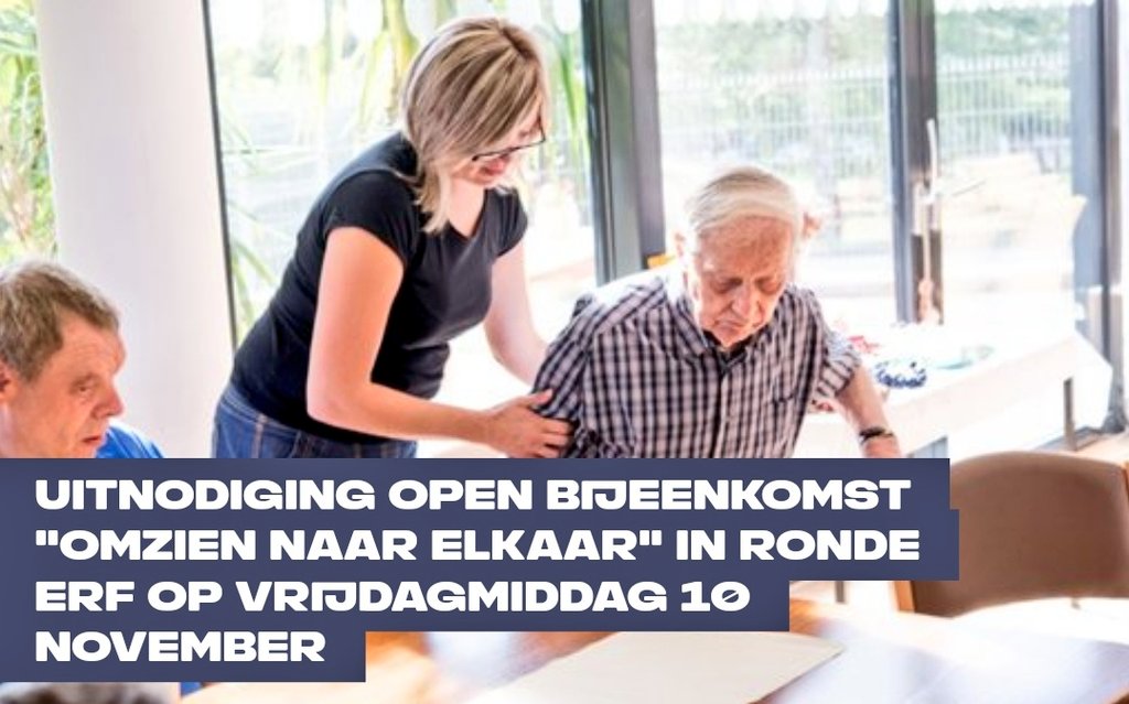 Vrijdag 10 november is het de Dag van de Mantelzorger. 

Het CDA organiseert dan een open bijeenkomst over zorgknelpunten en -oplossingen.

Laat van je horen, noteer vrijdagmiddag in je agenda! We zien elkaar in Het Ronde Erf vanaf 15.00 uur.

👉 Details: cda.nl/utrecht/veenen…