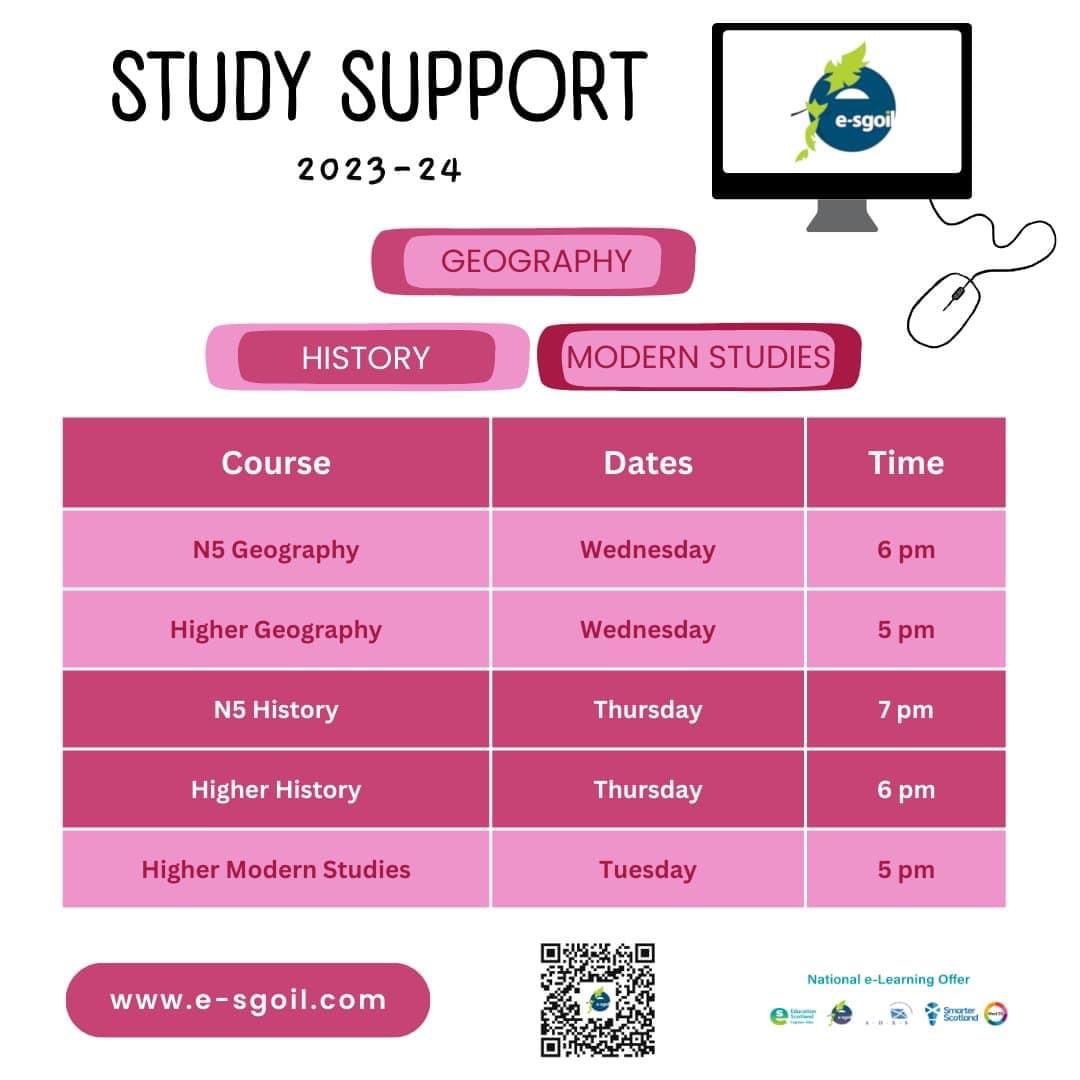 Sign up for online Study Support <a href="/eSgoil/">e-Sgoil</a> 
#GroveLearning